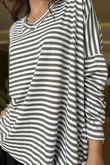 Made in Italy Perfect Breton V Long Sleeve Top Khaki - **